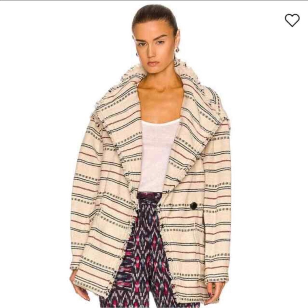 Isabel Marant Josialo Ecru Striped Coat Size 38  NEVER WORN
